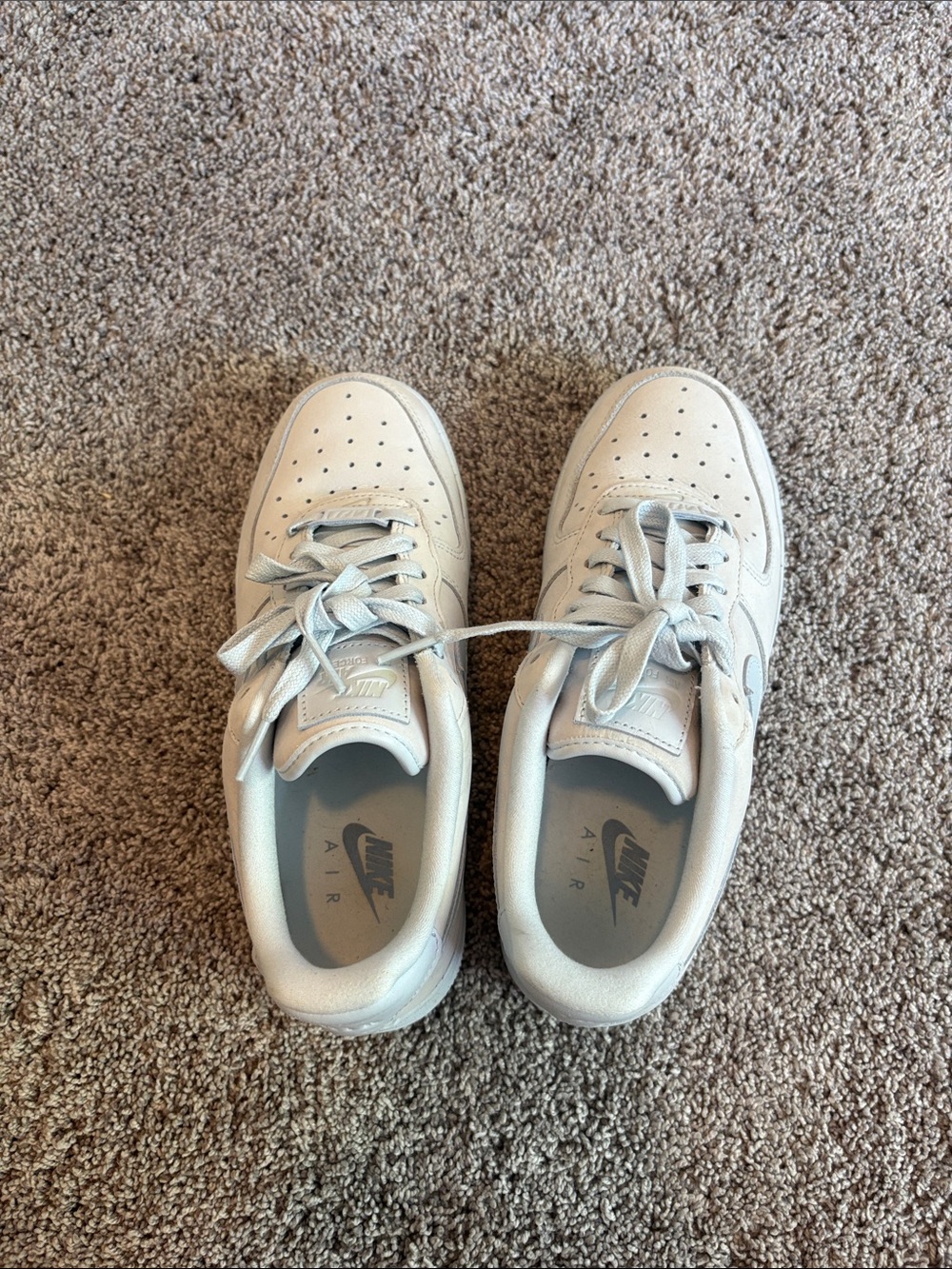 Nike White/light blue Air Force 1’s worn once